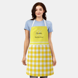 Classic Yellow and White Plaid monogram Apron