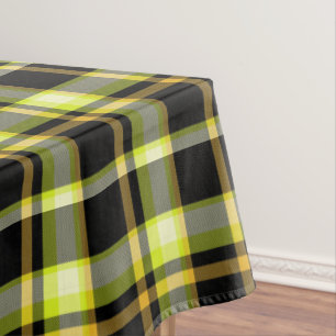 Classic Yellow Black Plaid Pattern Retro Tartan Tablecloth