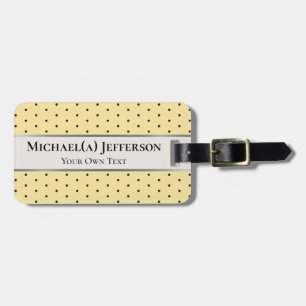 Classic Yellow Black Polka Dot, Gray Accent Stripe Luggage Tag
