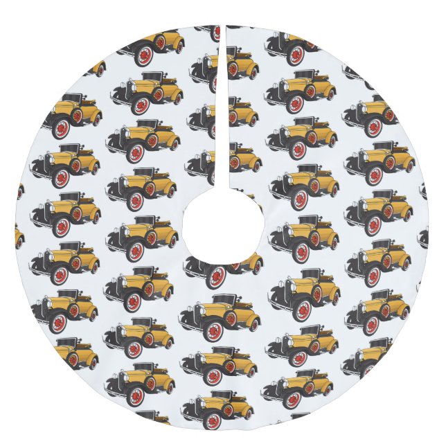Classic yellow car 1931 brushed polyester tree skirt (Front)