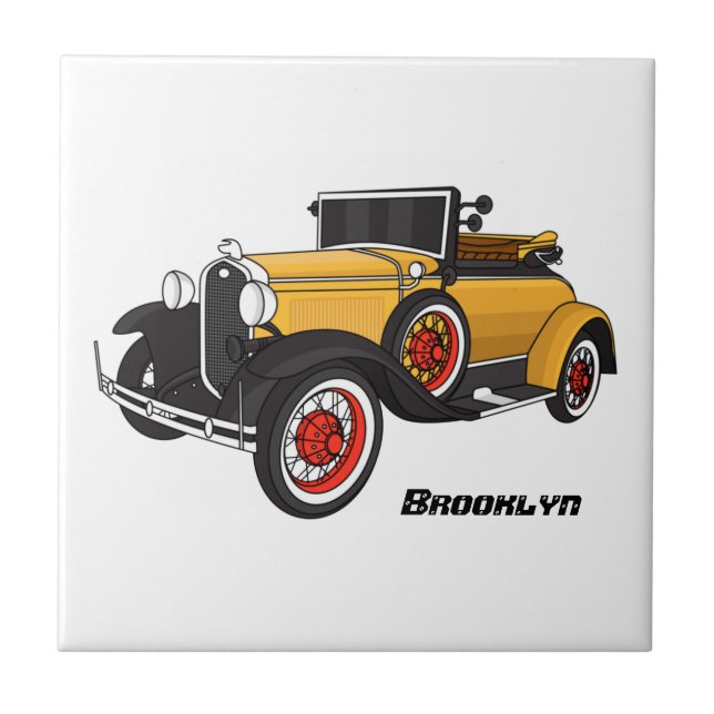 Classic yellow car 1931 ceramic tile (Front)