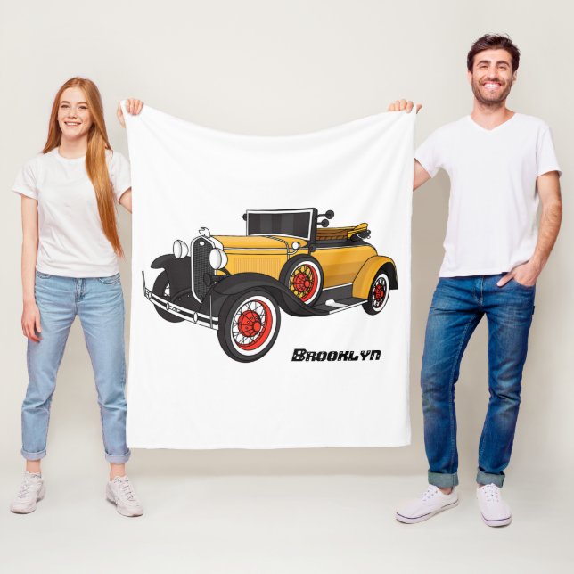Classic yellow car 1931 fleece blanket (In Situ)