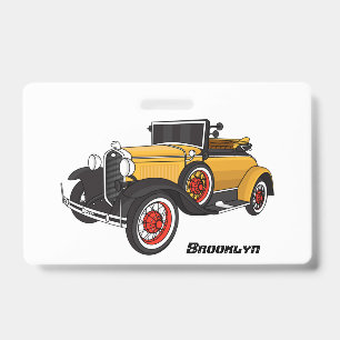 Classic yellow car 1931 ID badge