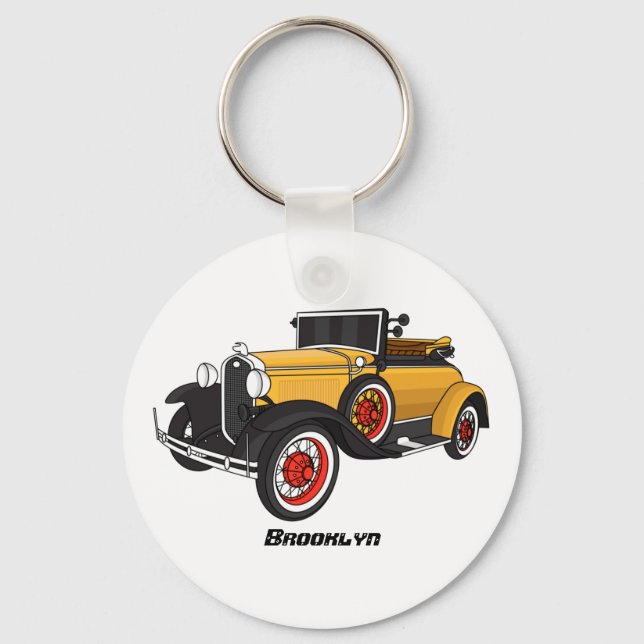 Classic yellow car 1931 key ring (Front)