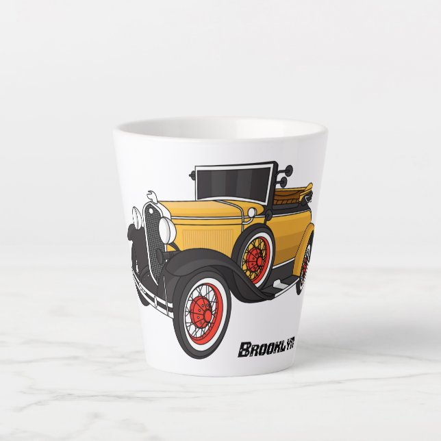 Classic yellow car 1931 latte mug (Front)