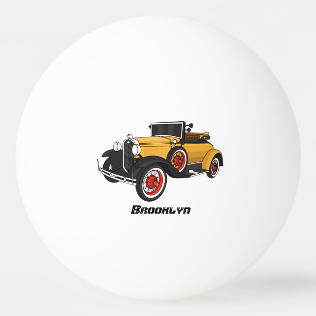 Classic yellow car 1931 ping pong ball (Front)