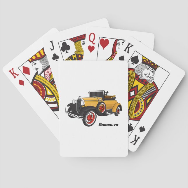 Classic yellow car 1931 playing cards (Back)