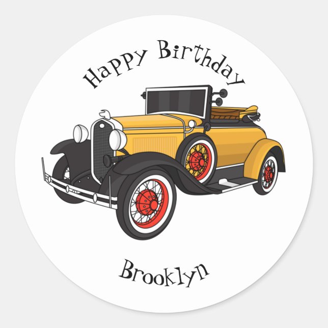Classic yellow car 1931 round sticker (Front)
