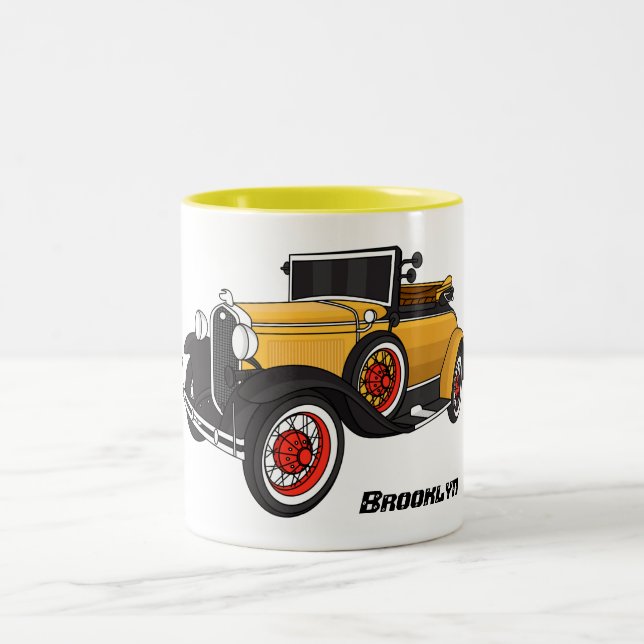 Classic yellow car 1931 Two-Tone coffee mug (Center)
