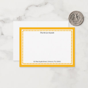 Classic Yellow Dotted Frame Custom Name, Address Card