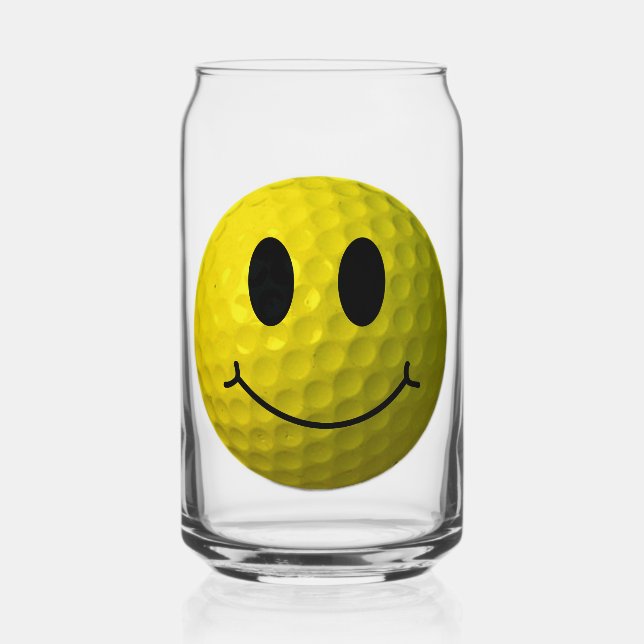 Classic Yellow Face Golf Ball Can Glass (Front)