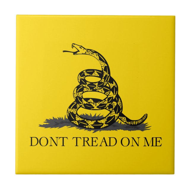 Classic Yellow Gadsden Flag Don't Tread on Me Ceramic Tile (Front)