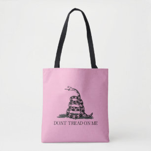 Classic Yellow Gadsden Flag Don't Tread on Me Pink Tote Bag