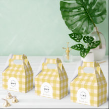Classic yellow gingham preppy wedding favour boxes