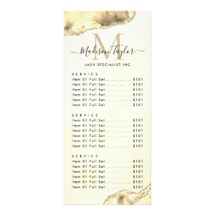 Classic Yellow Gold Glitter Agate Marble Monogram Rack Card
