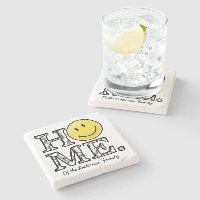 Classic Yellow Happy Face | Housewarming Stone Coaster (Side)