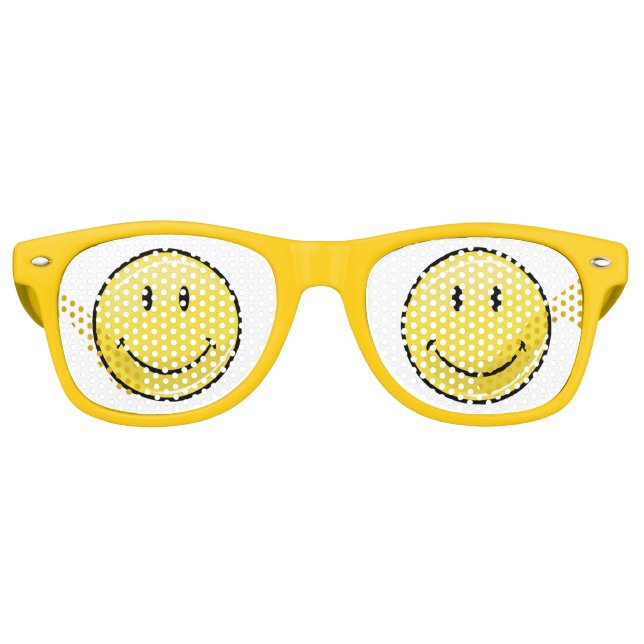 Classic Yellow Happy Face Retro Sunglasses (Front)