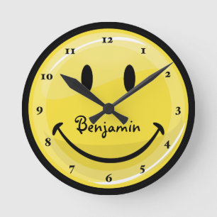 Classic Yellow Happy Face Round Clock