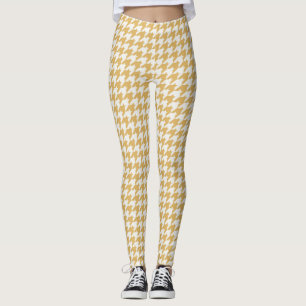 Classic Yellow Houndstooth Pattern Leggings