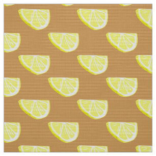 Classic Yellow Lemon Fruit Slice Pattern Fabric