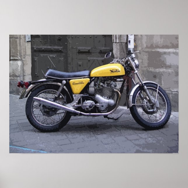 CLASSIC YELLOW MOTORCYCLE POSTER (Front)