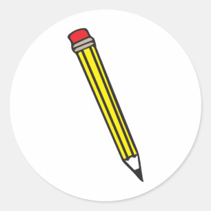 Classic Yellow Pencil – Educational Icon Round Sticker