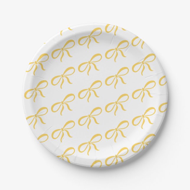 Classic Yellow Ribbon Baby Shower Paper Plate (Front)