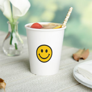 Classic Yellow Smiley Face White Paper Cups - Cute
