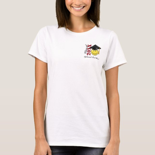 Classic Yellow Smiley With A Graduation Cap T-Shirt (Front)