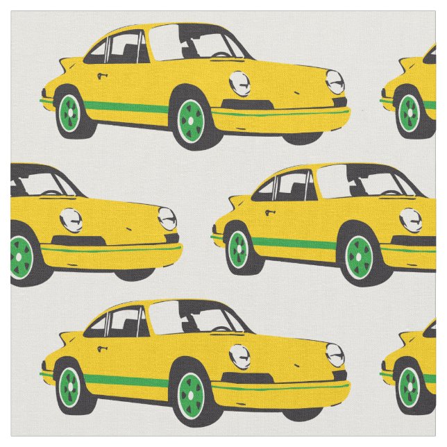 Classic Yellow Sports Car Fabric (Close Up)
