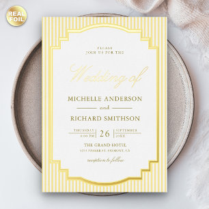 Classic Yellow Striped Photo Wedding Gold