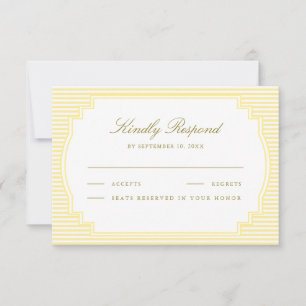 Classic Yellow Striped Wedding RSVP Card