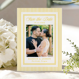Classic Yellow Stripes Photo Wedding Save The Date
