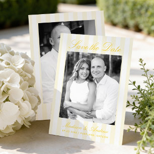 Classic Yellow Stripes Photo Wedding Save The Date