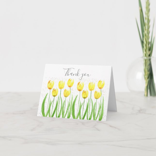 Classic Yellow Tulips Floral Wedding Thank you  Card (Front)