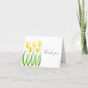 Classic Yellow Tulips Floral Wedding Thank you  Card