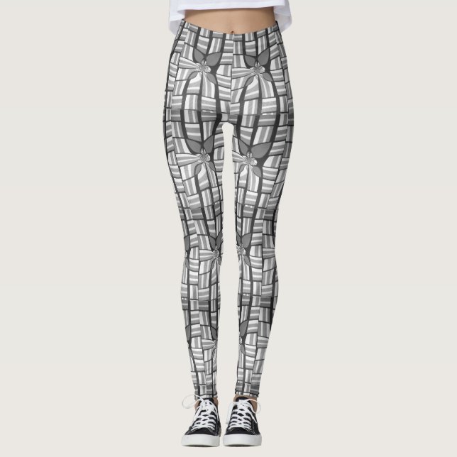 Classic Zebra Lovely Abstract Geometric Pattern Leggings (Front)
