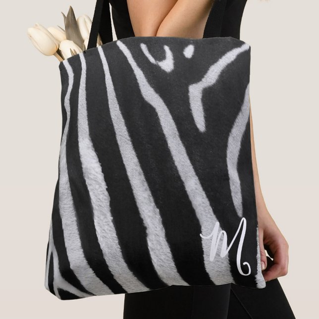 Classic Zebra Print Custom Monogram Tote Bag (Creator Uploaded)