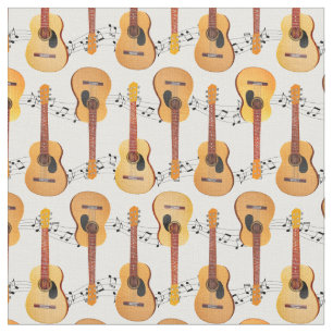 Classical Acoustic Guitars Music Notes Fabric