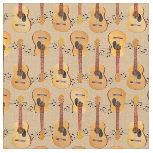 Classical Acoustic Guitars Music Notes Fabric