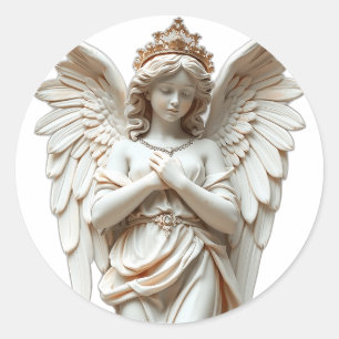 Classical Angel Statue in Pastel Classic Round Sticker