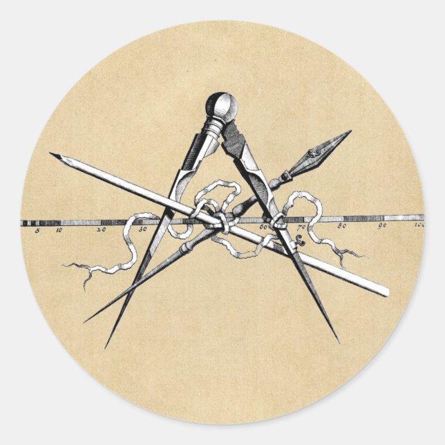 Classical Architecture Drafting Tools Classic Round Sticker (Front)