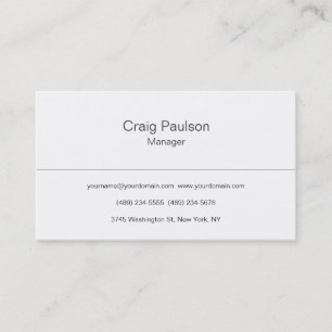 Classical Black White Plain Manager Business Card