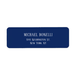 Classical Blue Color Elegant Serif Font Minimalist Return Address Label