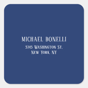 Classical Blue Color Elegant Serif Font Minimalist Square Sticker