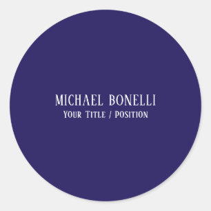 Classical Blue Colour Elegant Serif Font Minimalis Classic Round Sticker