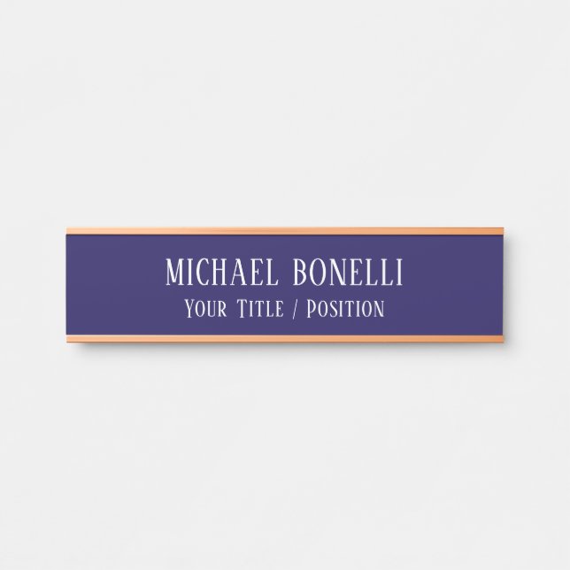 Classical Blue Colour Elegant Serif Font Minimalis Door Sign (Front)