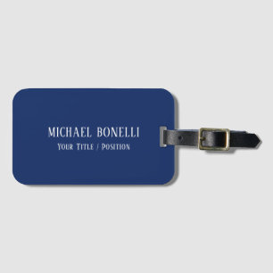 Classical Blue Colour Elegant Serif Font Minimalis Luggage Tag