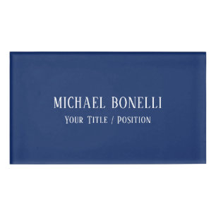 Classical Blue Colour Elegant Serif Font Minimalis Name Tag