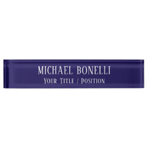 Classical Blue Colour Elegant Serif Font Minimalis Nameplate
